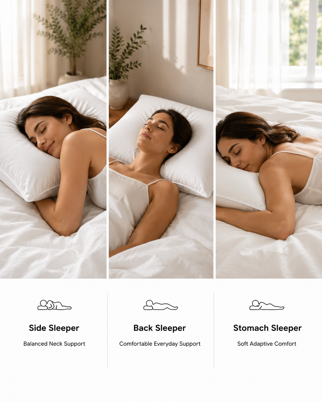 NestoraSleep™ CloudComfort Pillow | Premium Hollow Fiber Sleeping Pillow | Soft & Fluffy Bed Pillow | Height Adjustable | Breathable Neck Support | White | 16 × 27 Inches