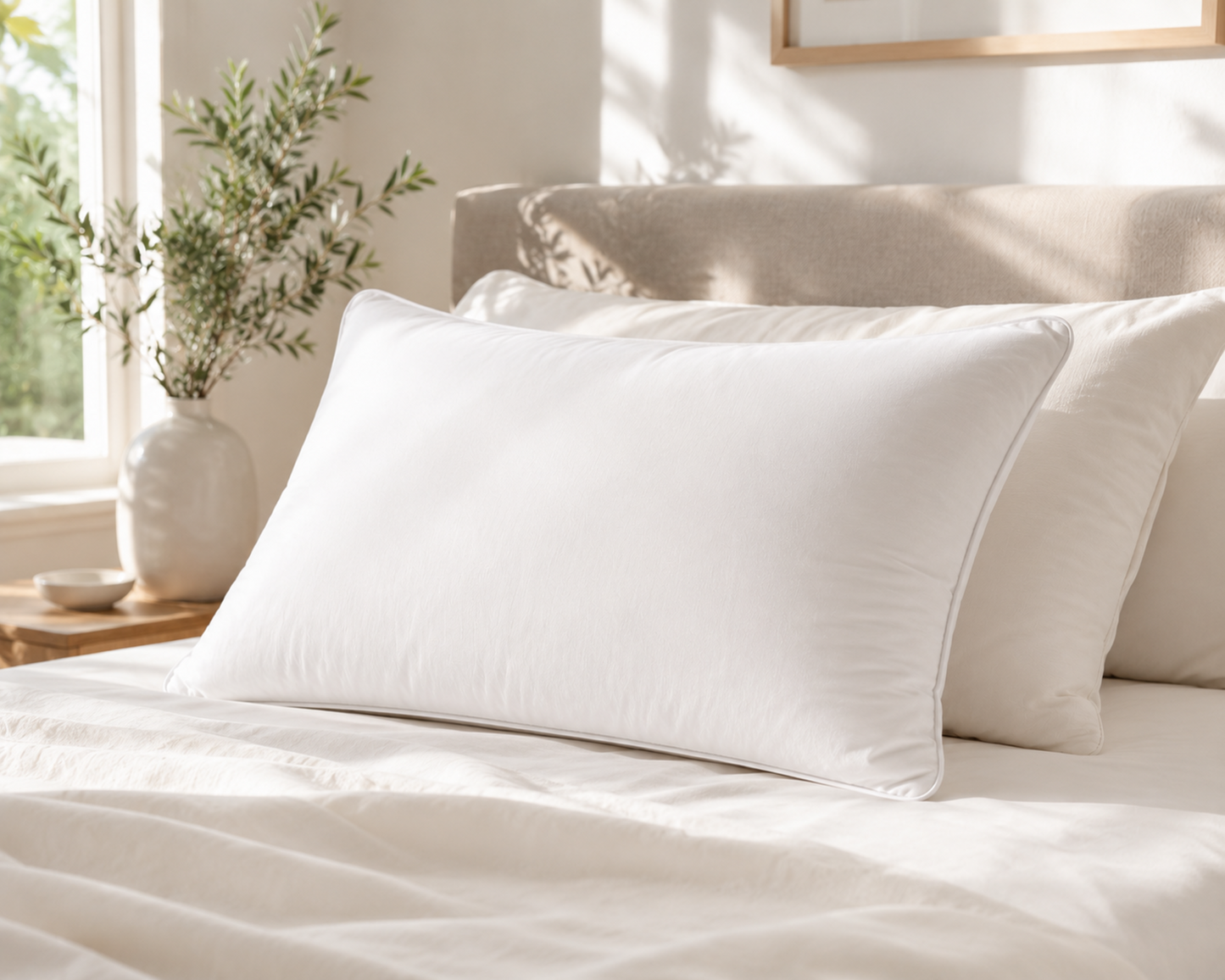 NestoraSleep™ Pure Cotton Pillow Set of 2 | Premium Cotton Sleeping Pillows | Soft & Breathable Bed Pillows | Natural Comfort | White | 16 × 27 Inches