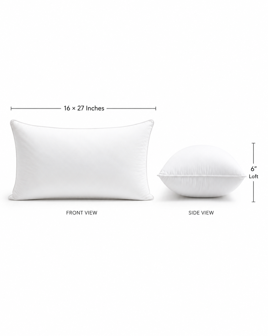 NestoraSleep™ CloudComfort Pillow Set of 2 | Premium Hollow Fiber Sleeping Pillows | Soft & Fluffy Bed Pillows | Breathable Neck Support | White | 16 × 27 Inches